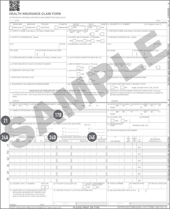 Sample form and guidance for submitting claims